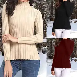 Свитер женский осенне-зимний сексуальный сплошной цвет с длинными рукавами тонкий свитер пуловер свитер Sueter mujer invierno 2019 #19