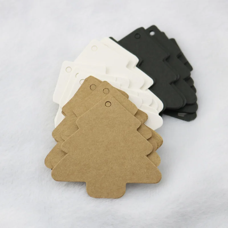 

100pcs 5.5*5.4cm DIY Craft Christmas Tree Shaped Hang tag Christmas Party Deco Paper Cards Gift tag