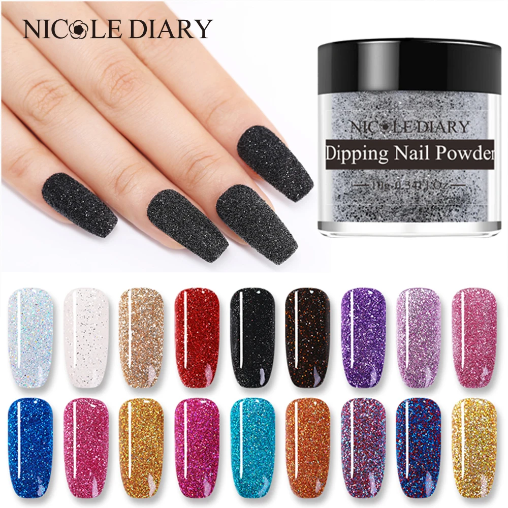  NICOLE DIARY 10g Dipping Nail Powder System Natural Dry Colorful Holographic Shimmer Nail Art Glitt