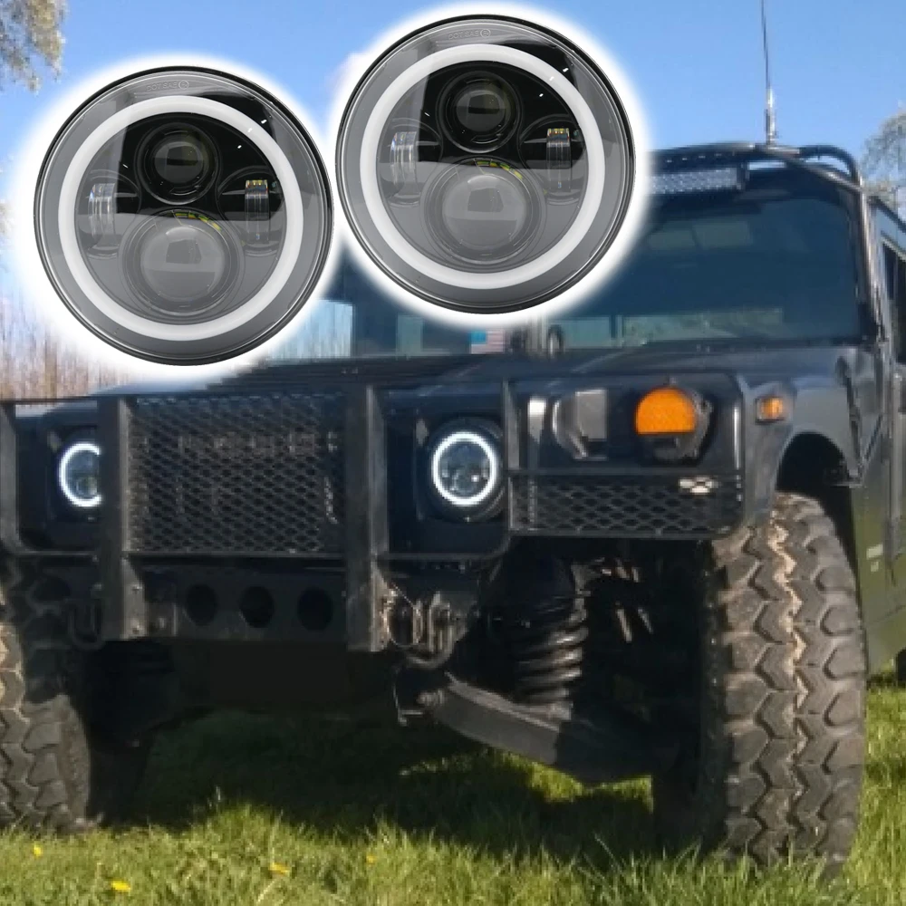 2xFor Лада Нива 7 дюймов светодиодный головной светильник Hi/Low луч светильник Halo угол глаза DRL налобный фонарь для Jeep Wrangler Off Road 4x4 suzuki samurai