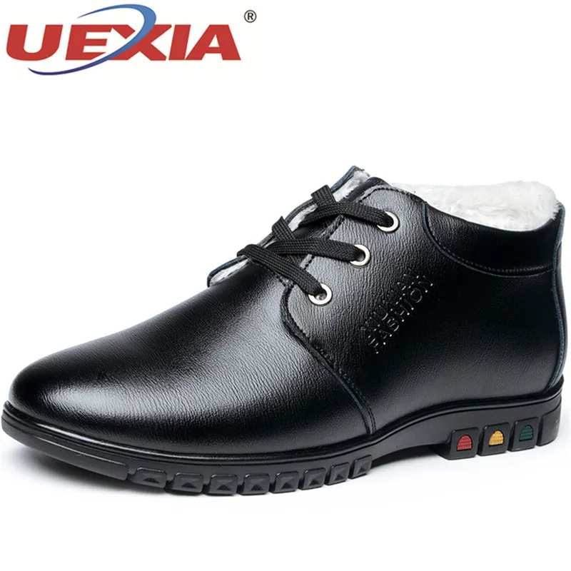 

UEXIA New Cotton Plush Warm Fur Men Winter Snow Shoes Man Boot Ankle Boots Warm Men's Rain Boots Ankle Snow Boot Botas Masculina