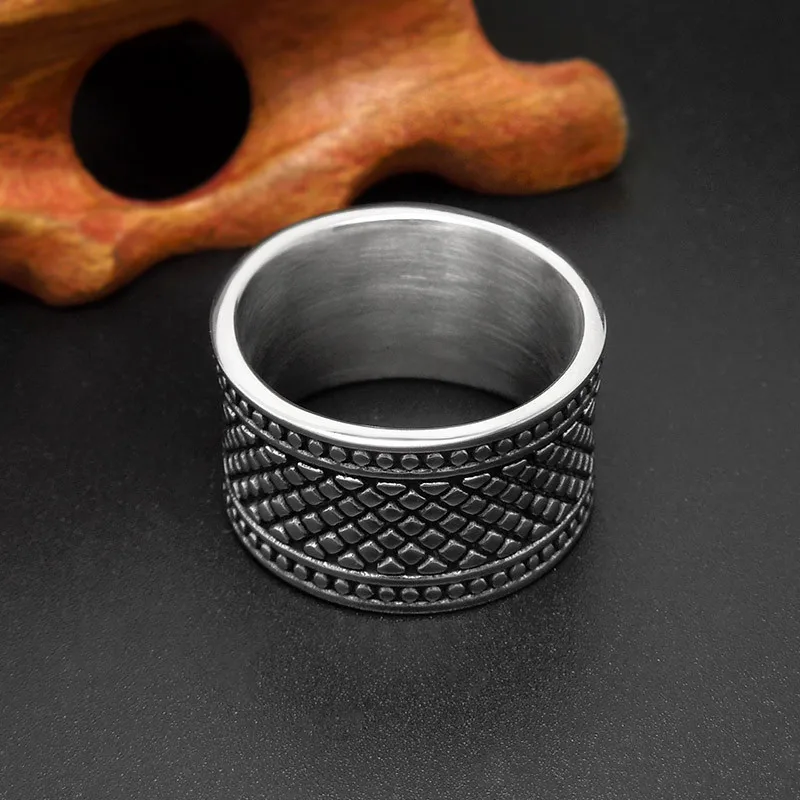 ZORCVENS, серебряное кольцо с сеткой, широкая версия, для мужчин и женщин, кольцо на палец, титановое стальное кольцо