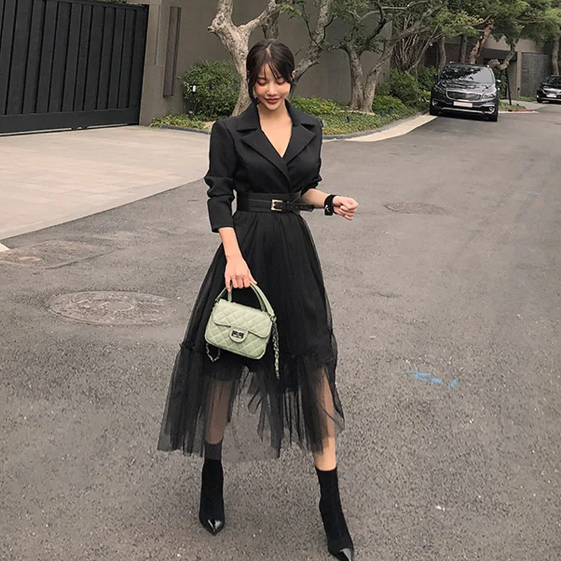 black midi blazer dress