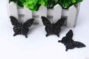 

black butterfly Rhinestones crystal Beaded iron on patches for clothes parches termoadhesivos para ropa apliques de roupa