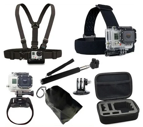 Gopro аксессуары содержащий коробка+ телескопическая ручной монопод+ штатив+ винт для спортивной экшн-камеры go pro Hero 4/3+/3/2/1 SJCAM SJ4000 SJ5000