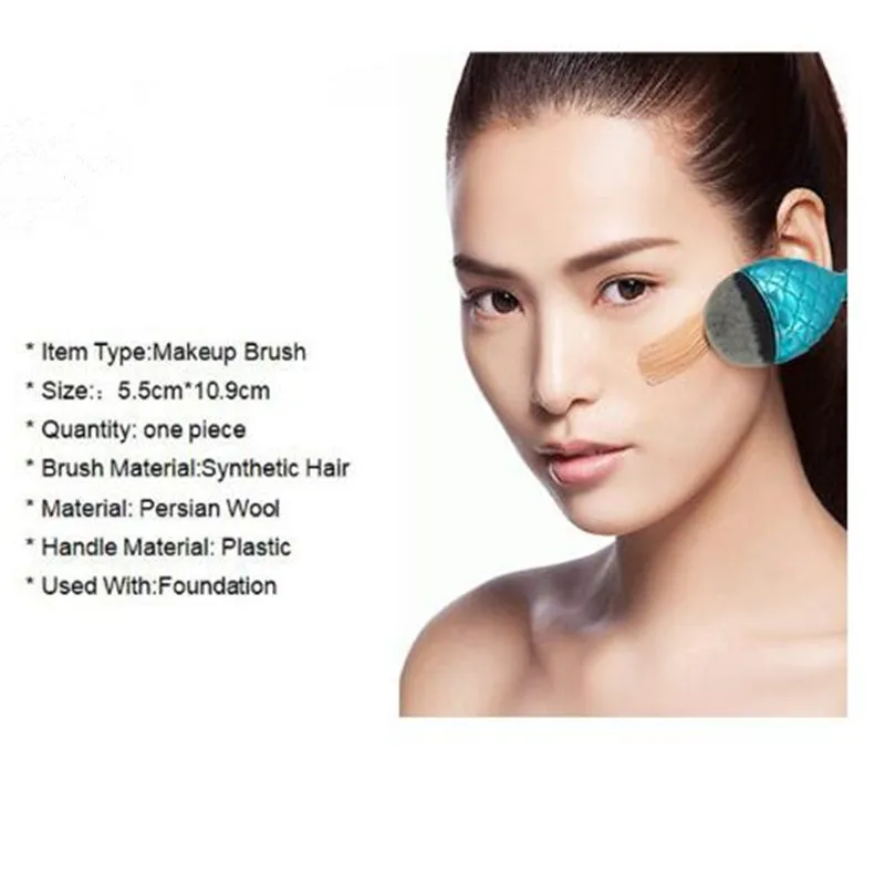 1Pcs Professional Mermaid Shape Makeup Brush Powder Blush Foundation Cosmetic Fish Tools 5 Colors Fishtail Brushes | Красота и