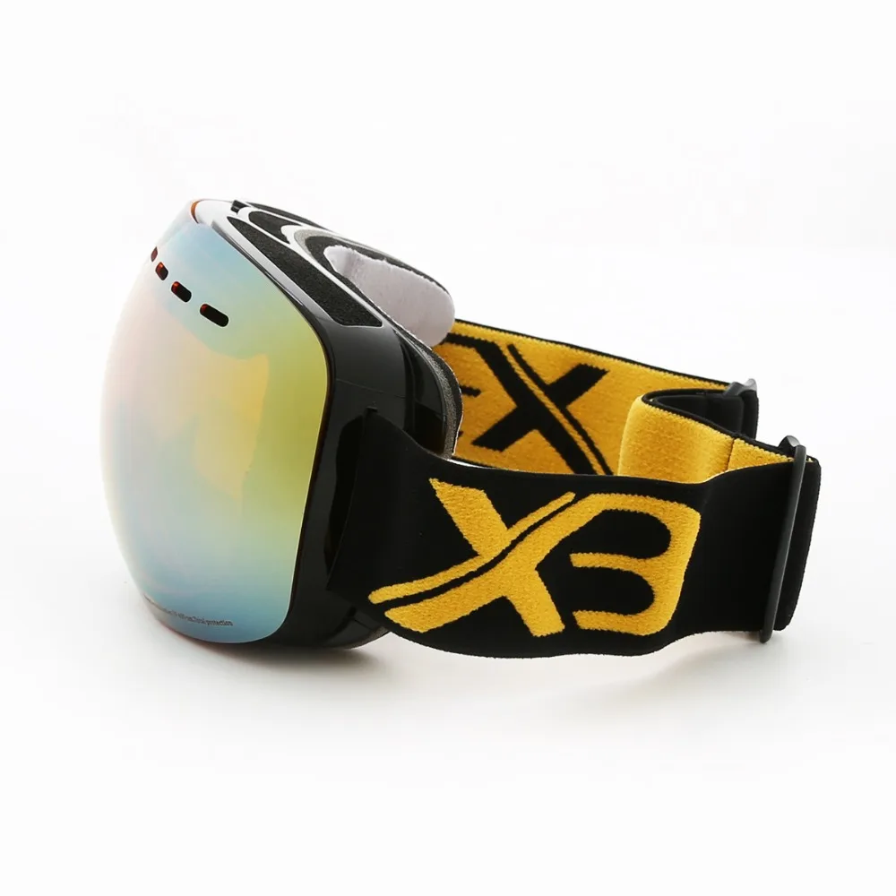 Anti-glare snow goggles, double lay big spherical ski glasses, attach reading glasses available (4)