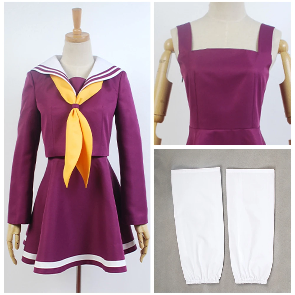 Карнавальный костюм No Game Life Shiro Kuuhaku платье топ юбка шарф рукава чулки|stocking costume|shiro