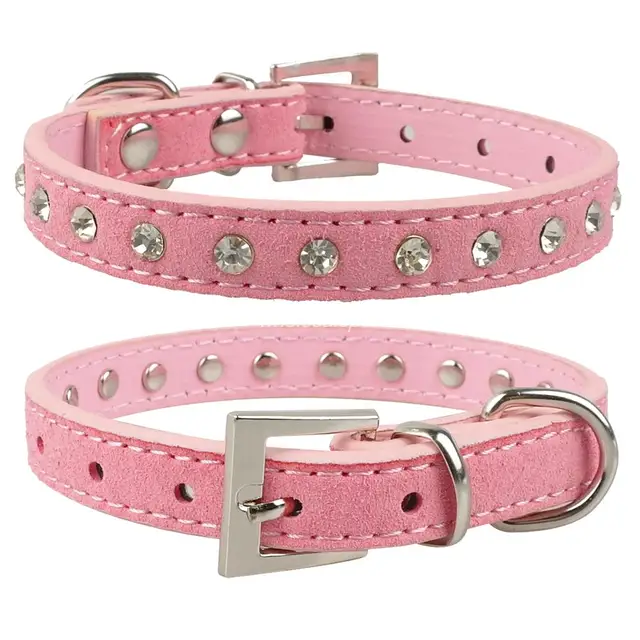Collier En Cuir Pu Pour Chien Strass Rose 1 Rangee Cristal Pour Chat Chaton Chihuahua Xs S M Aliexpress Maison Animalerie