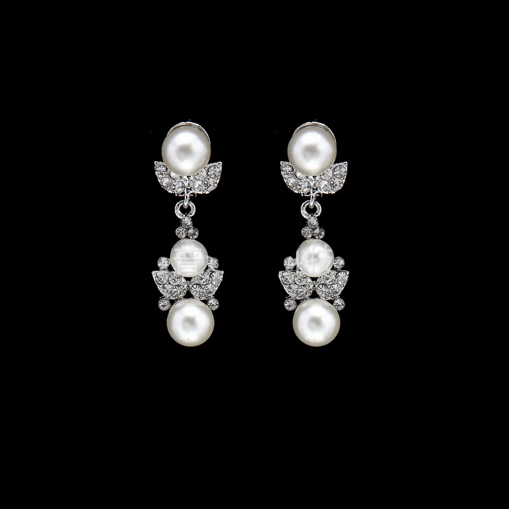  Simulado Perola Nupcial Conjuntos de Joias de PrataOuro-Cor Colar Set Casamento Joias Parure Bijoux Femme (5)