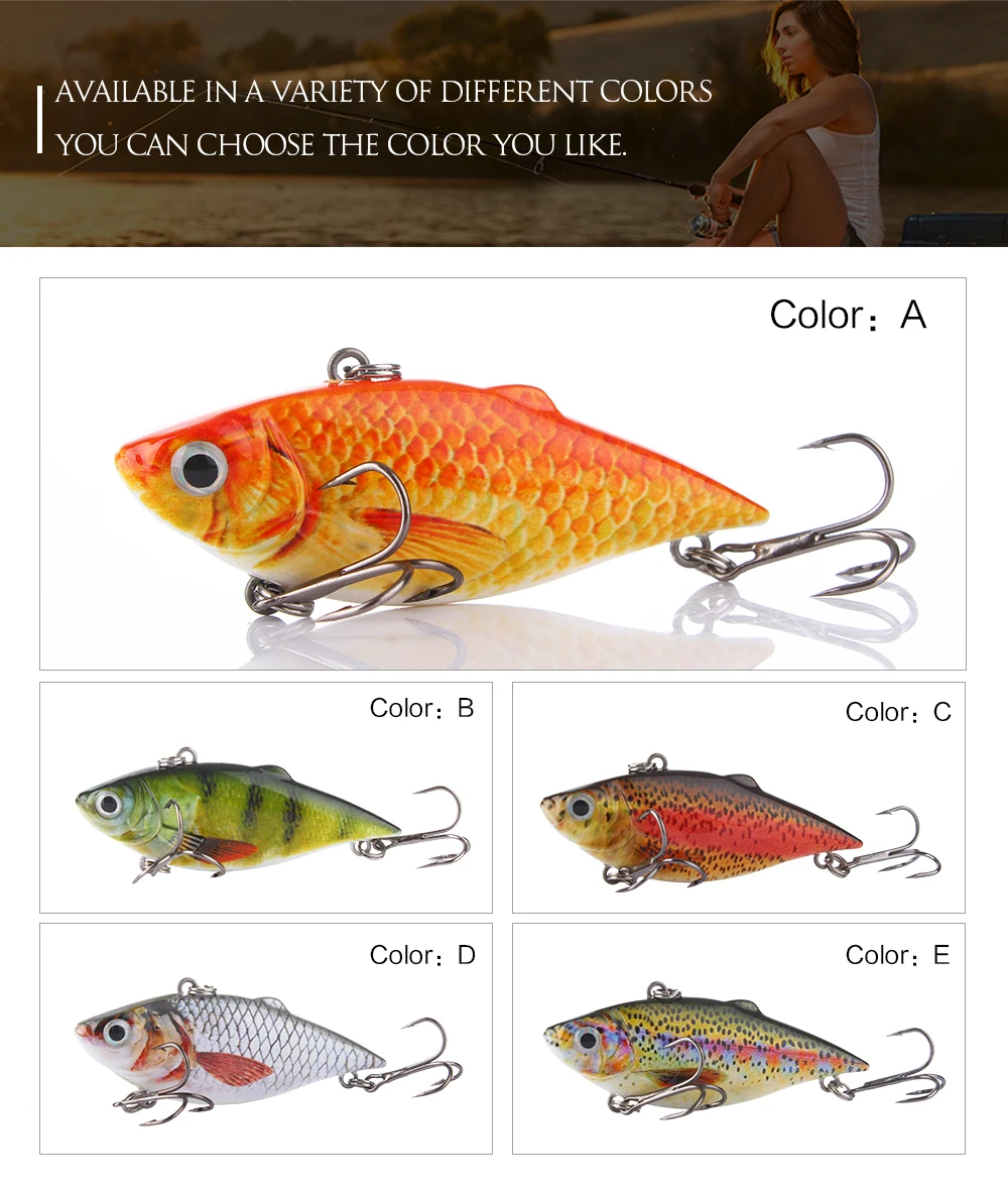 1pcs 6.3cm VIB Fish Crankbait 8.5g Lifelike Fishing Lure High Quality Fishing Bait Slow Sinking Hard Fish Wobbler Pesca Diving 5
