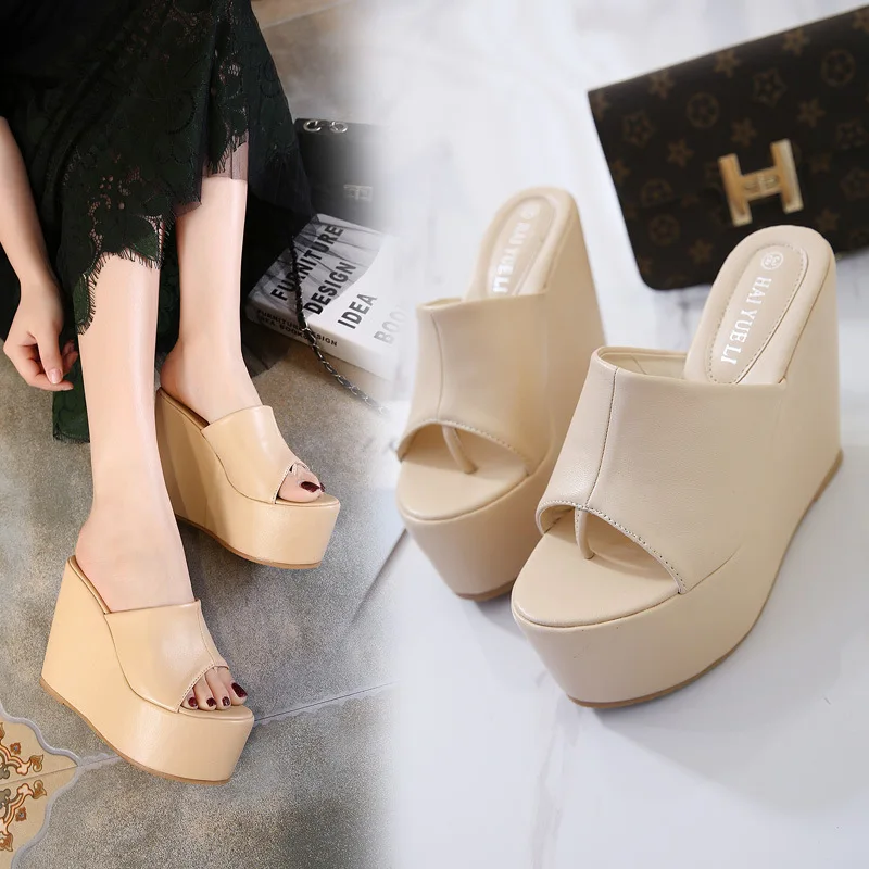 

Women Shoes Slippers Summer Beach Sandals 13CM Heels Shoes Women Platform Wedges Flowers Gladiator Sandals Thick Bottom Slippers