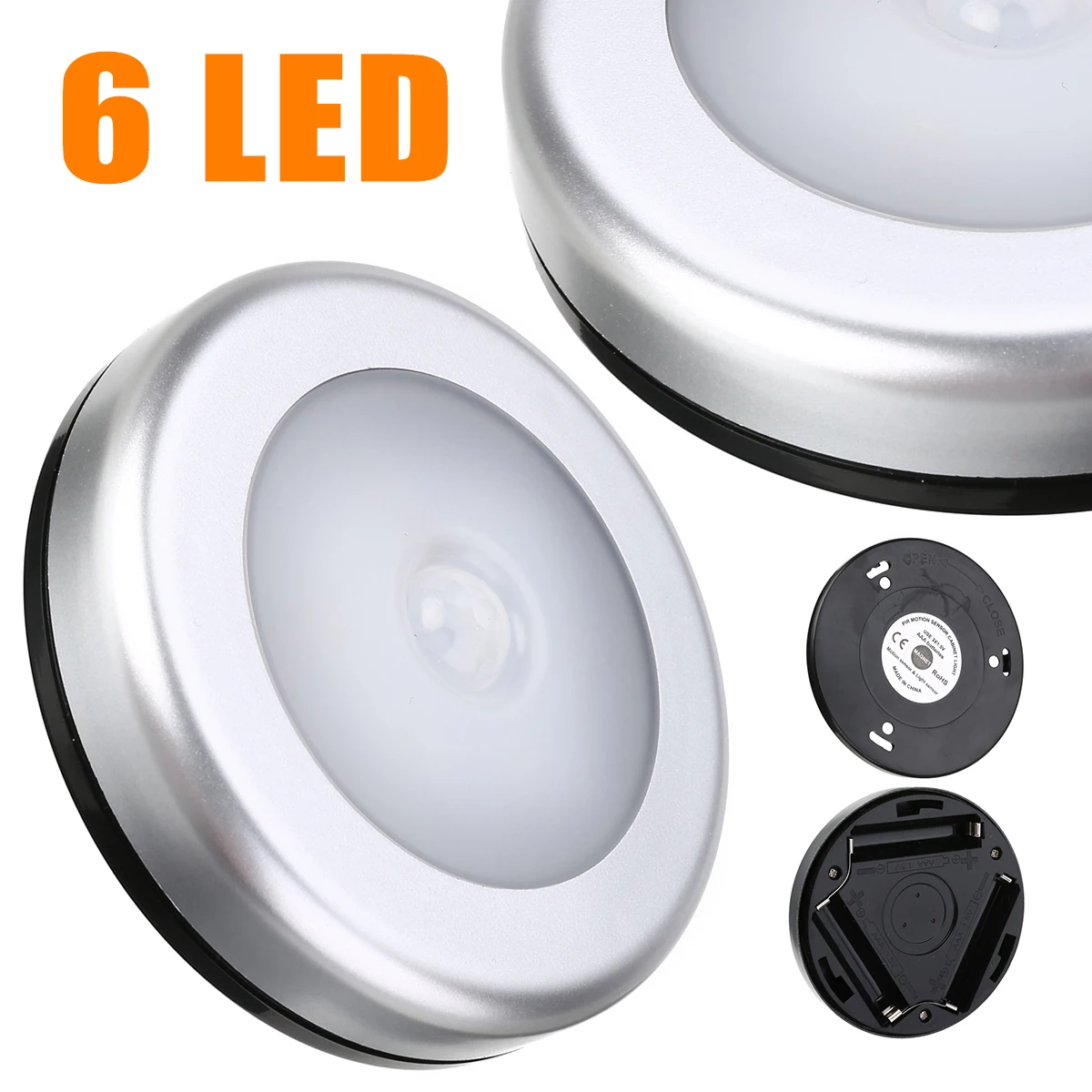 1pcs Mayitr Wireless 6 LED Motion Sensor Light Wall Cabinet Wardrobe Drawer Battery Lamp Bedroom Kitchen Night Light  LED Bulbs