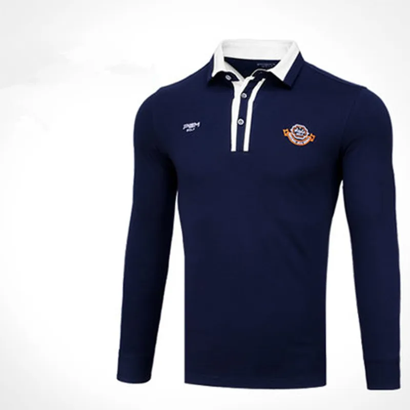 PGM Новая осенняя одежда для гольфа, Мужская футболка, соревнование с тем же мячом, игра с той же спортивной функцией, ткань, ветро-теплая - Цвет: Navy blue