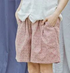 На Лето 2015, новинка, дизайн оригинальный свободные большие размеры для женщин 100% хлопковые льняные шорты five minutes of Штаны