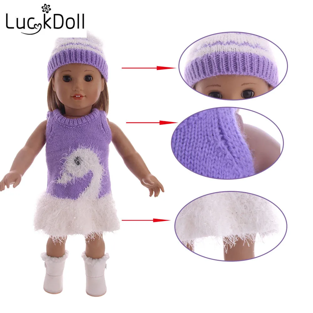 LUCKDOLL новый свитер шляпа очки BootsFit 18 дюймов Американский 43 см BabyDoll одежда