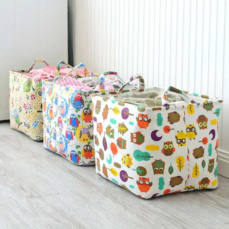 Owl-Cotton-Linen-Cosmetic-Box-Toy-Finishing-Laundry-Storage-Baskets-Folding-Washing-Clothes-Floor-Hamper-Clothing (1)