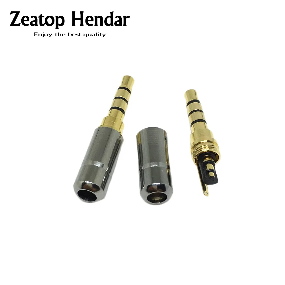 

4Pcs New Copper Mini 3.5 mm Plug Audio Jack 4 Pole Earphone Adapter for DIY Stereo Headset Earphone or Used for Repair Earphone