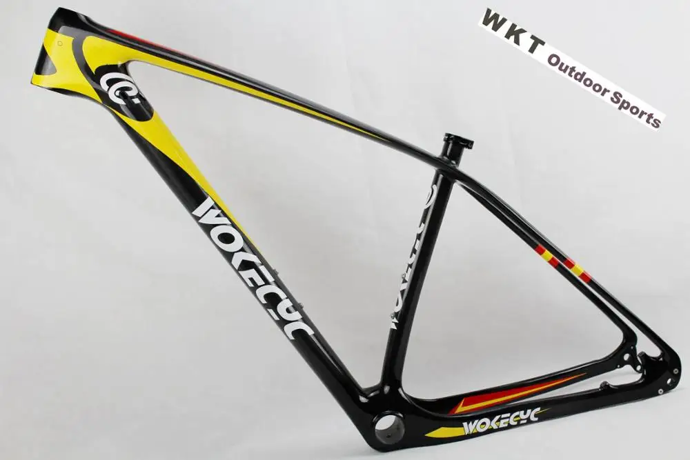 WOKECYC! MTB велосипед 29er карбоновая рама MTB, 142*12 мм через ось MTB карбоновая рама 29er 135x9 мм компактная, Вилка 15x100 мм - Цвет: 21 glossy frame