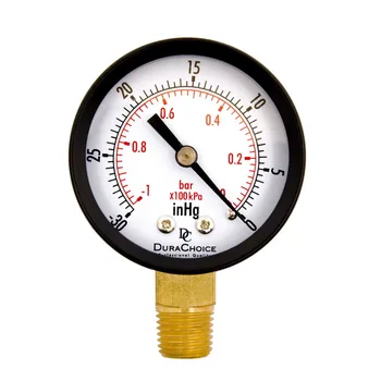

Dry Utility Vacuum Pressure Gauge Blk Steel 1/4" NPT Lower Mount -30HG/0PSI TS50-1+1 Copper Alloy Dual Scale PSI
