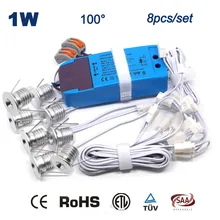 8pcs 1w + Cables Dimmable Led Downlight Lamp 15mm 80Ra Dimming Bulb Night Light 100Lm/W
