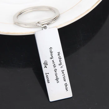 

FLYANGEL Personalized Name Fashion Keyring Nothing Better Than Fishing With Grandpa Cute Key Holder Jewelry For Grandpa Gifts
