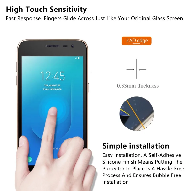 Закаленное стекло с полным покрытием для Samsung Galaxy J2 Core протектор экрана