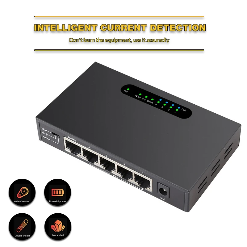 

5 Port 48V POE Ethernet Switch 10/100Mbps VLAN IEEE 802.3 af/at Full/Half Duplex Network Switch for POE camera Wireless AP CCTV