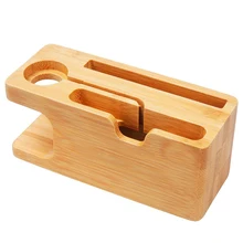 Bamboo Holder For Mobile Phone Stand and Apple Watch Dock