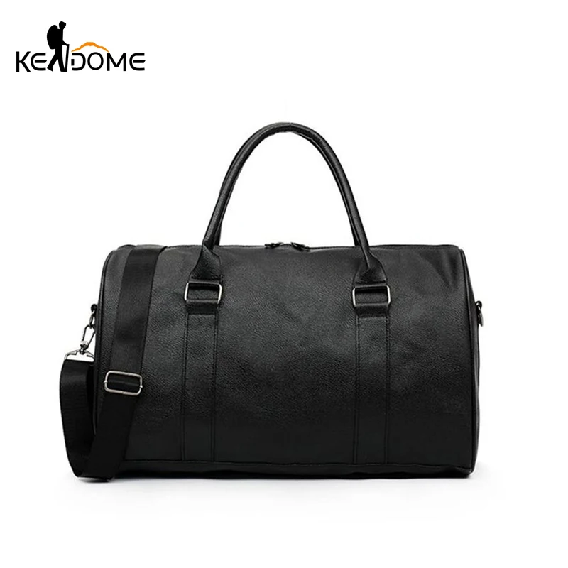 Pu Leather Gym bag for Male Top Sports Women Fitness Over the Shoulder Yoga Bag Travel Handbags Black Large Travel Tote XA752WD