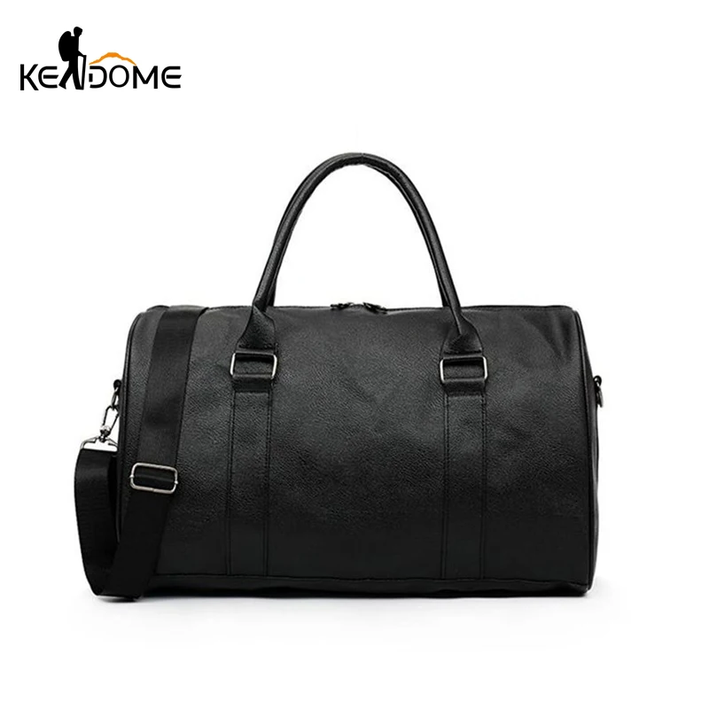 

Pu Leather Gym bag for Male Top Sports Women Fitness Over the Shoulder Yoga Bag Travel Handbags Black Large Travel Tote XA752WD