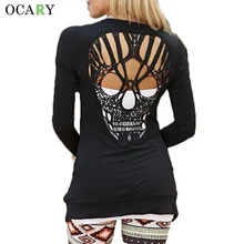 Kembali Tengkorak Melubangi Wanita Sweater Kardigan Lengan Panjang Musim Semi Musim Panas Cardigan Tipis Sexy Blusas Tubuh Top Plus Ukuran XXL