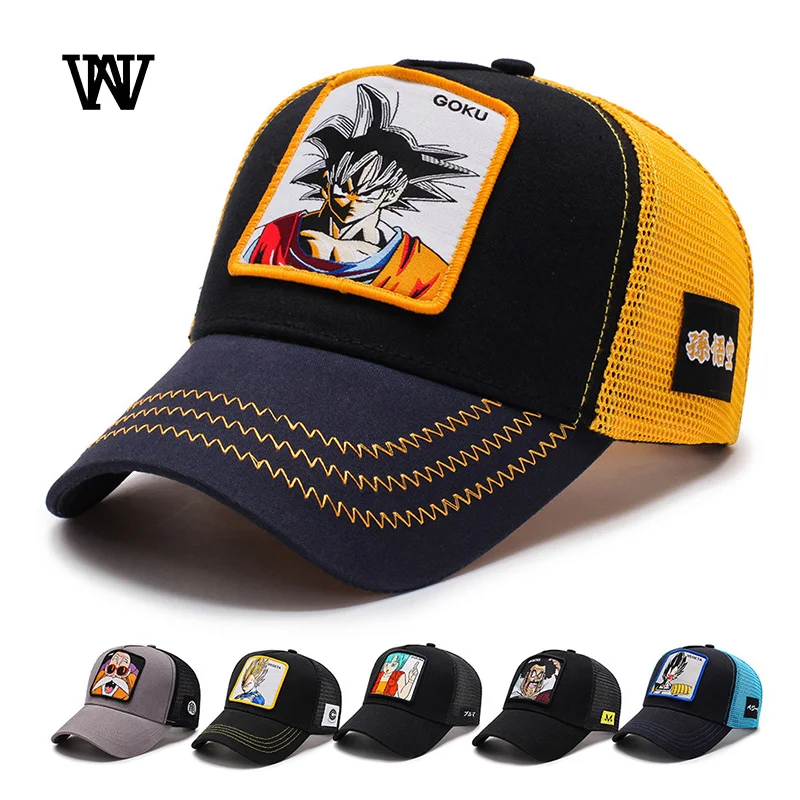 

2019 Dragon Ball Cap Cartoon Goku Baseball Cap Men Trucker Cap Mesh Summer Women Gorra Hombre Snapback Hip Hop Bone BQM-CZX61