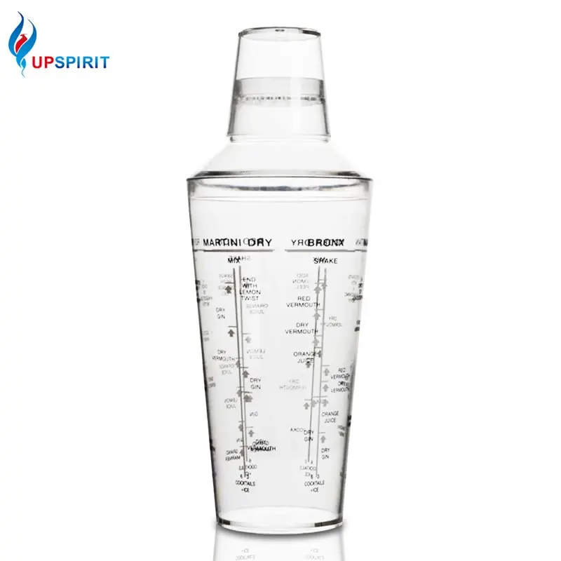 Upspirit Plastic Cocktail Shaker With Cocktail Recipes Drinks Mojito Martini Liquor Wine