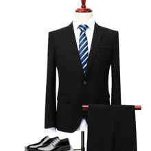 Giacca+ Pantaloni+ Maglia) 3 Pezzi Vestito да Uomo Slim Fit усура бизнес для мужчин формальные Abito Nero костюм Sposa свадебный костюм