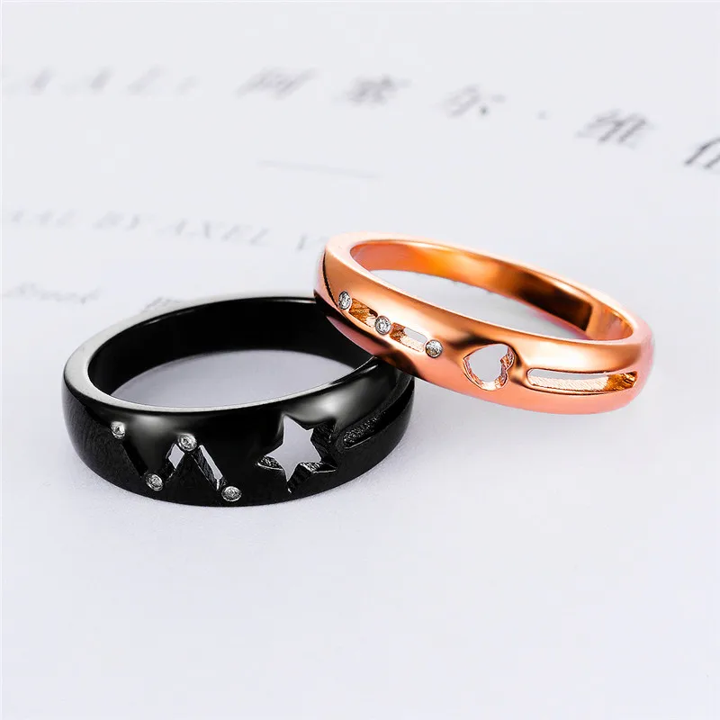 Modyle Fashion Wedding Rings Stainless Steel Ring Female Male Promise Ring Cubic Zirconia Couple Jewelry Sales Promotion