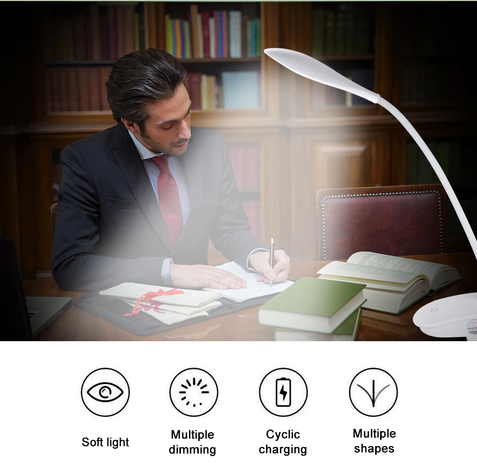 USB LED 3 Modes Dimming Touch Switch Reading Table Lamp (2)