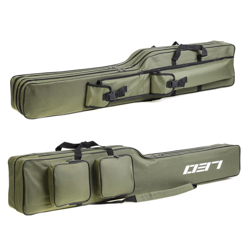 Vara de Pesca Case para Varas Bolsa de Armazenamento Bolsa Duas Camadas Engrenagem Equipamento Ferramenta Transportadora Capa Ombro 130cm 5 High Quality Esporte e Lazer