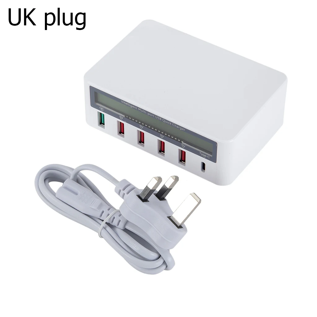 Usb концентратор 5 портов QC 3 0 быстрое зарядное устройство в 10 А AC 100 240 В ЖК дисплей