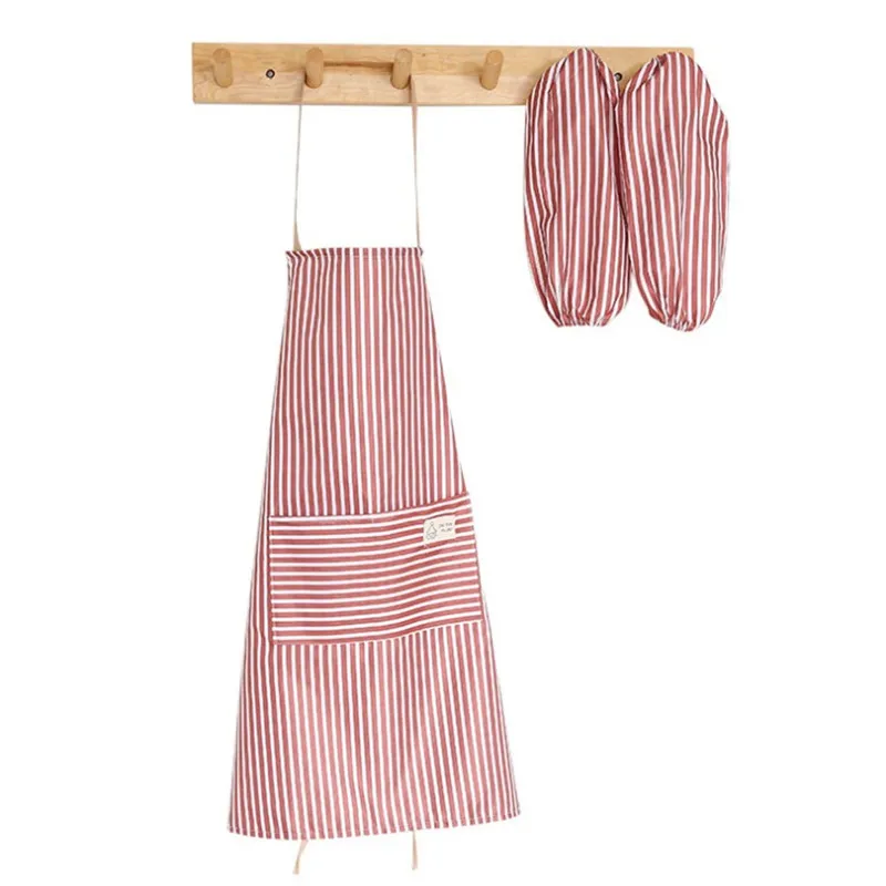 1Cooking Apron Ladies Men's Cooking Summer Home Cleaning Sleeves Apron Polyester Waterproof Oil Restaurant Cafe Apron