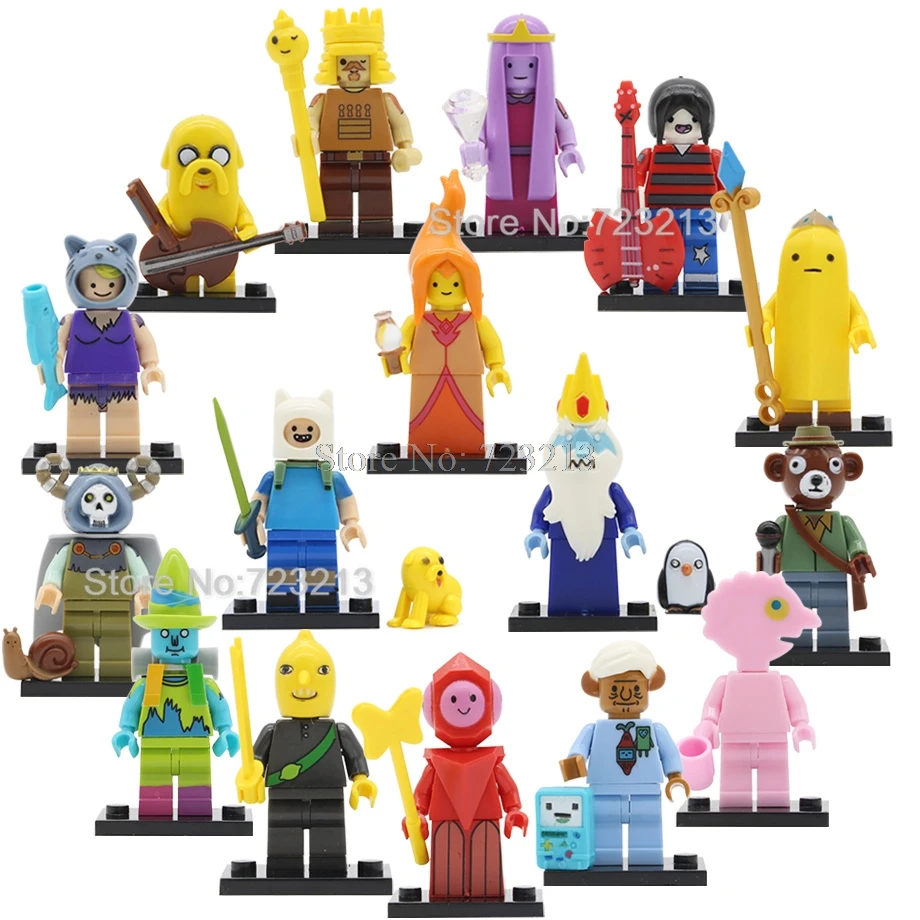 

16pcs Cartoon Finn Jake Adventure Time Figure Set The Ice King BMO Prismo The Lich Susan Strong Building Blocks Bricks Toys