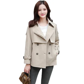 

Trench Coat Women Khaki Black Plus Size Loose Windbreaker 2019 New Spring Autumn Korean Fashion Slim Double-breasted Coat LD1093