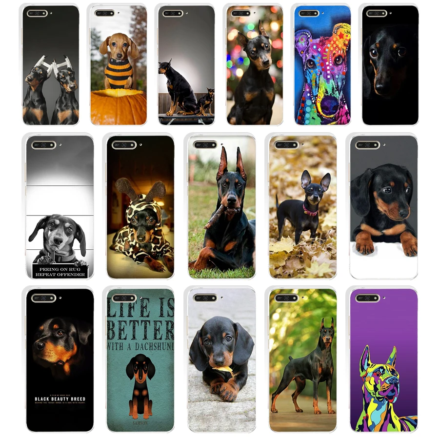 

102WE Cute Dachshund Doberman DogSoft Silicone Tpu Cover Case for huawei Honor 7a pro 7x 7c Nova 2i 3 3i p smare