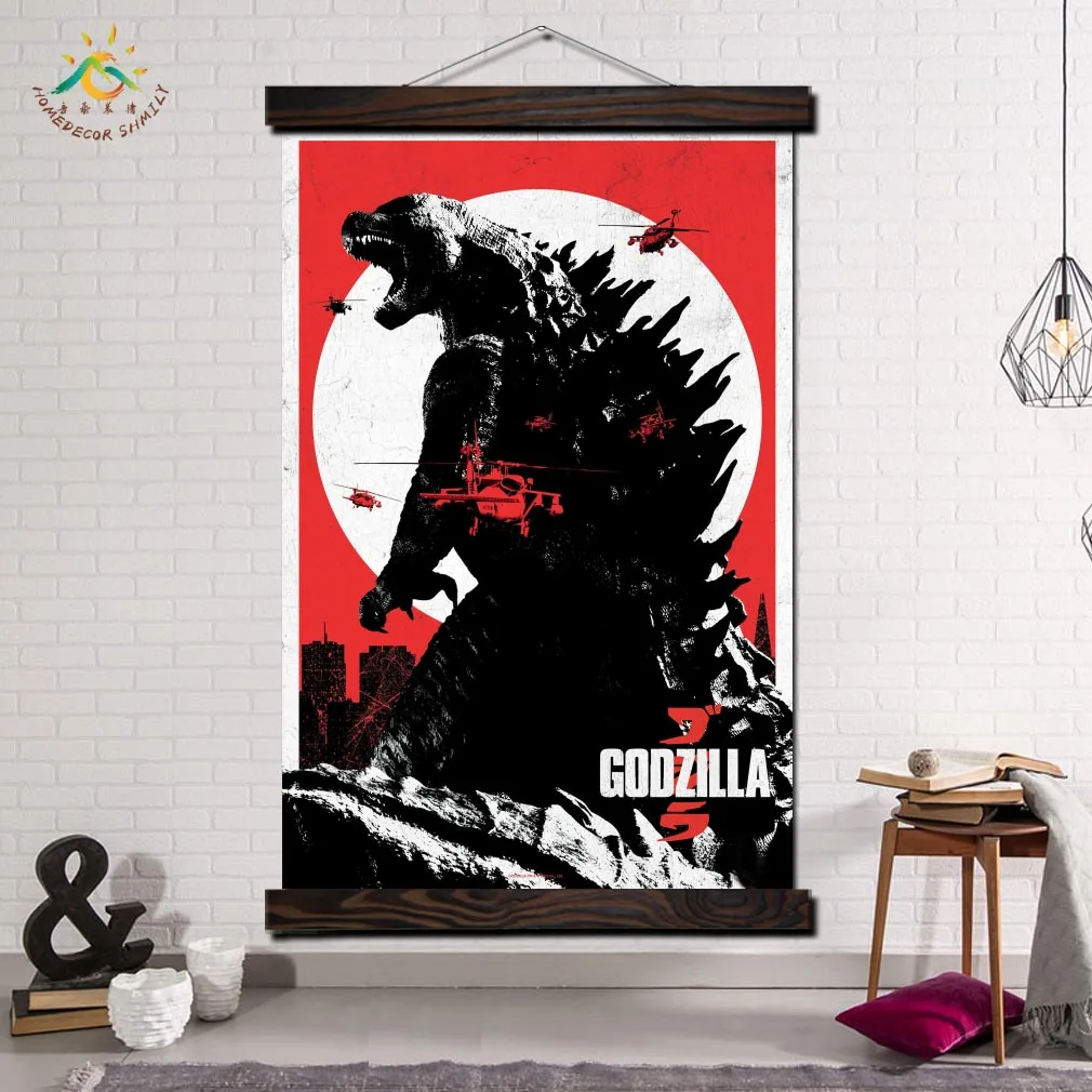 

Godzilla Art Modern Canvas Art Prints Poster Wall Painting Scroll Painting Artwork Wall Art Pictures Home Decor for Living Room