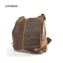 LOVMAXI Nouvelle arrivée de causalité unisexe Toile sacs à dos toile + crazy horse sac à dos en cuir vintage mâle sacs