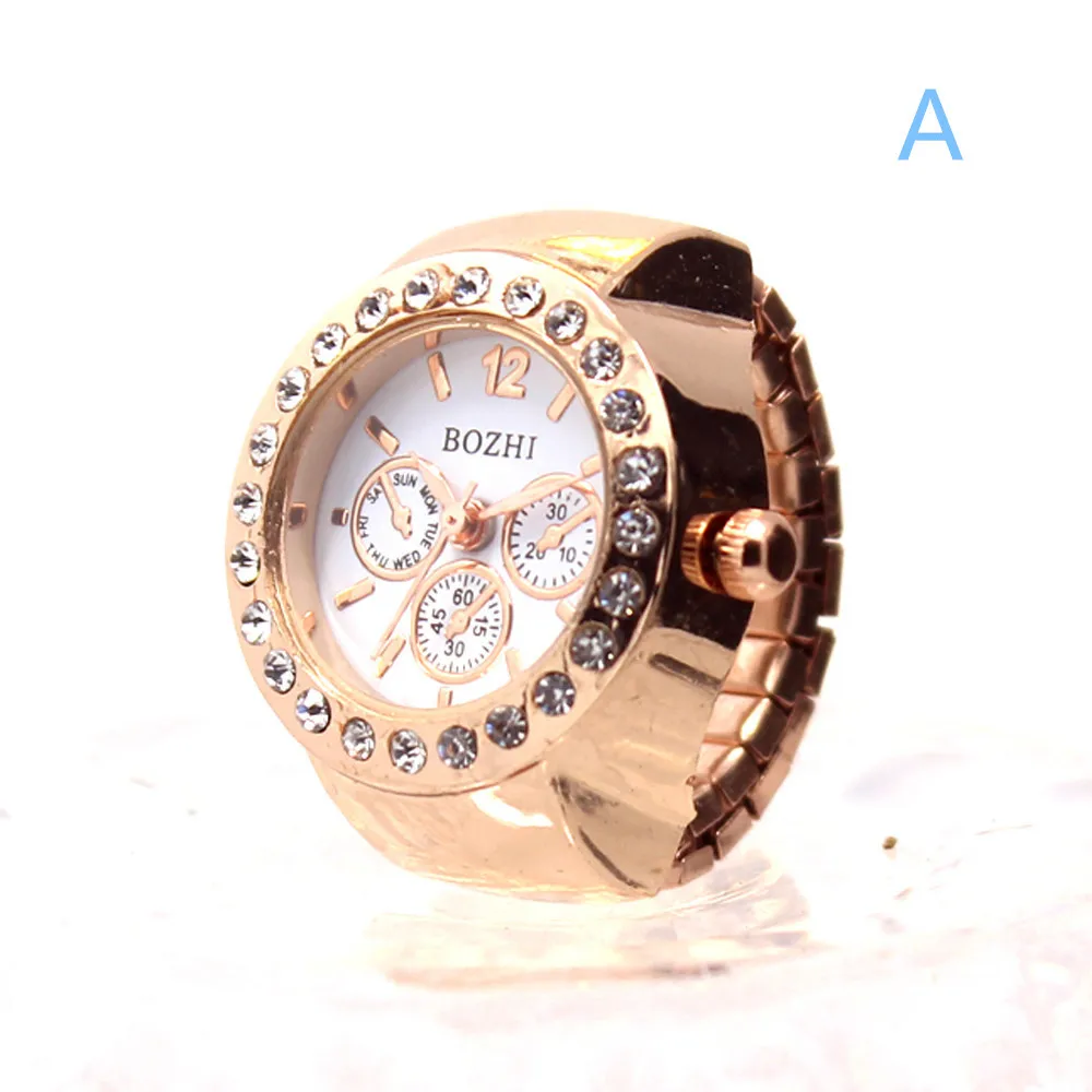 Стильные ювелирные изделия, женские кварцевые часы с циферблатом, креативные стальные крутые эластичные кварцевые часы с кольцом на палец, новые часы с кольцом, Прямая поставка - Цвет основного камня: A