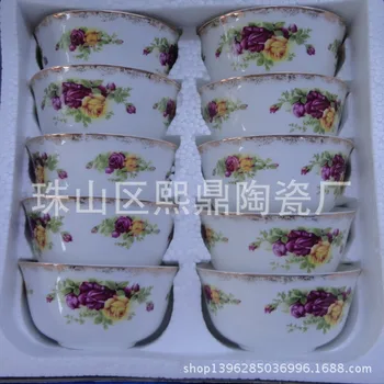 

Professional wholesale supply manufacturers of ceramic rice bowl soup bowl overglaze Huarong 4,5 inch rim bowl suits