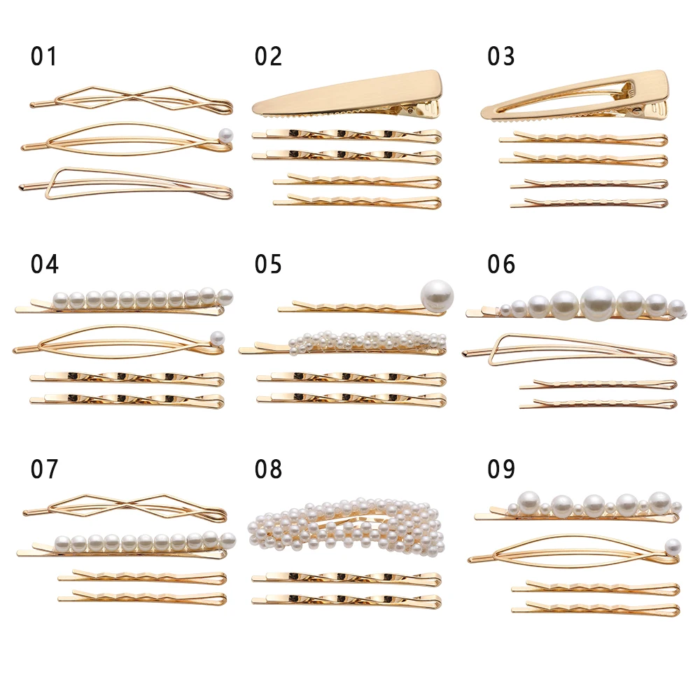1 комплект золотые металлические жемчужные минималистичные геометрические необычные заколки для волос имитирующие заколки для волос аксессуары для укладки волос