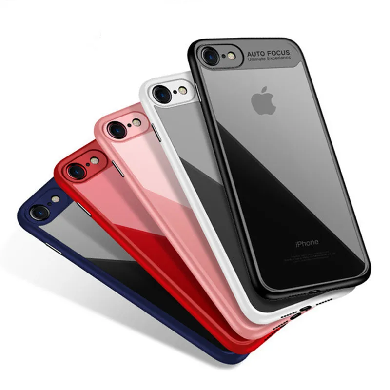 

For iPhone X Case Soft Silicon TPU Edge Auto Focus Transparent Clear Hard PC Armor Cover For iPhone XS MAX XR 8 7 6S Plus Coque