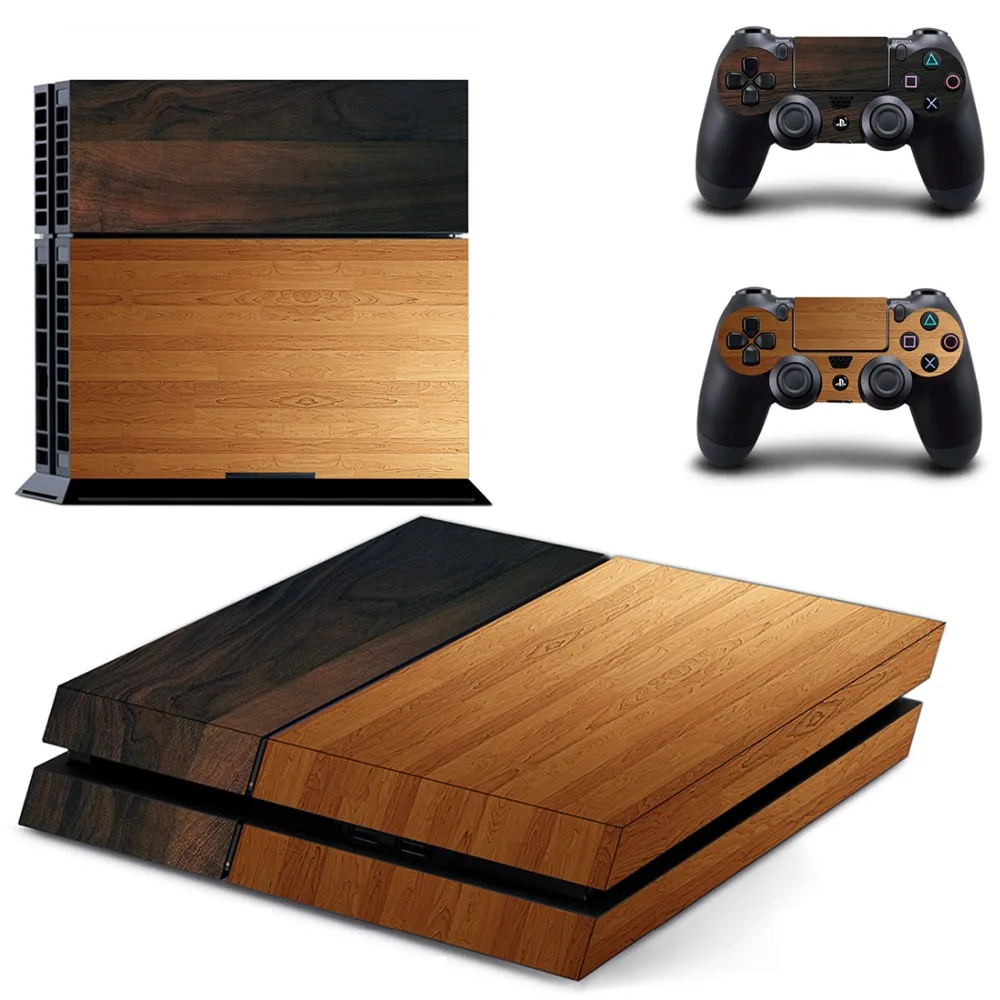 wood vinyl cover decal ps4 skin sticker for sony playstation 4 console 2 controller skins - fortnite a 2 sur ps4